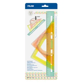 Set mit 4 Linealen (gerade, Winkelmesser, 2x Dreieck) MILAN New Look